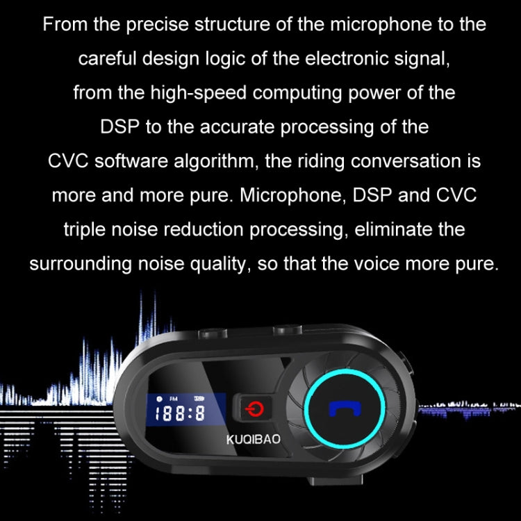 KUQIBAO Motorcycle Helmet Waterproof Bluetooth Headset With Screen(Hard Microphone) - Motorcycle Walkie Talkie by KUQIBAO | Online Shopping UK | buy2fix