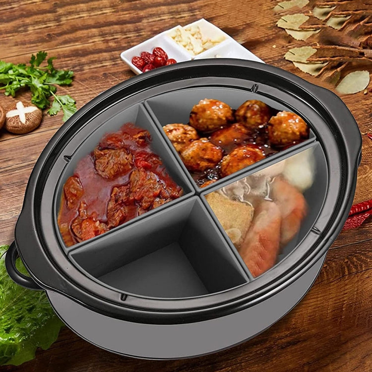 For Crockpot 6QT Slow Cooker Silicone Liners Divider Reusable Leak Proof Mats, Spec: Black 4 Compartments - Kitchen Machine Accessories by buy2fix | Online Shopping UK | buy2fix