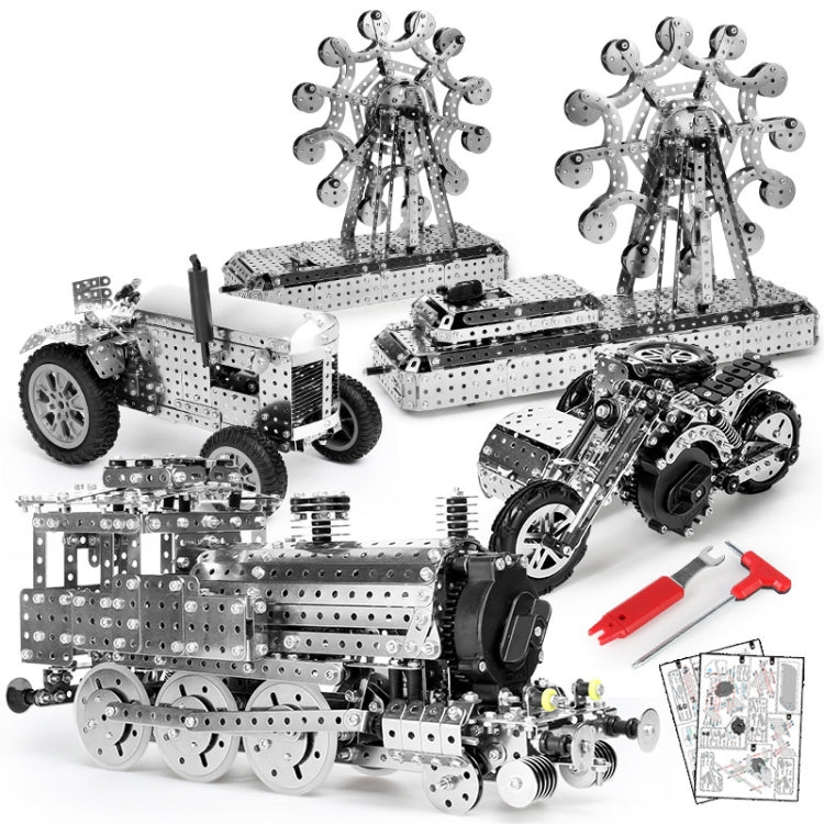 Side Tricycle Motorcycle High Difficulty Building Block Adults Handmade Assembly Power Strip Linkage Mechanical Toy Metal Assembly Model - Building Blocks by buy2fix | Online Shopping UK | buy2fix