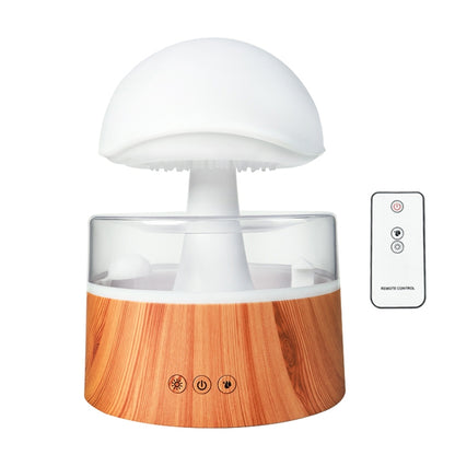 500ml Rain Humidifier Mushroom Cloud Colorful Night Lamp Aromatherapy Machine With Remote Control, Style: USB Direct Plug(Wood Grain) - Air Purifiers & Accessories by buy2fix | Online Shopping UK | buy2fix