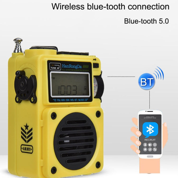 HanRongda HRD-701 Portable Full Band Radio Subwoofer Bluetooth TF Card Digital Display Radio(Yellow) - Radio Player by HanRongda | Online Shopping UK | buy2fix