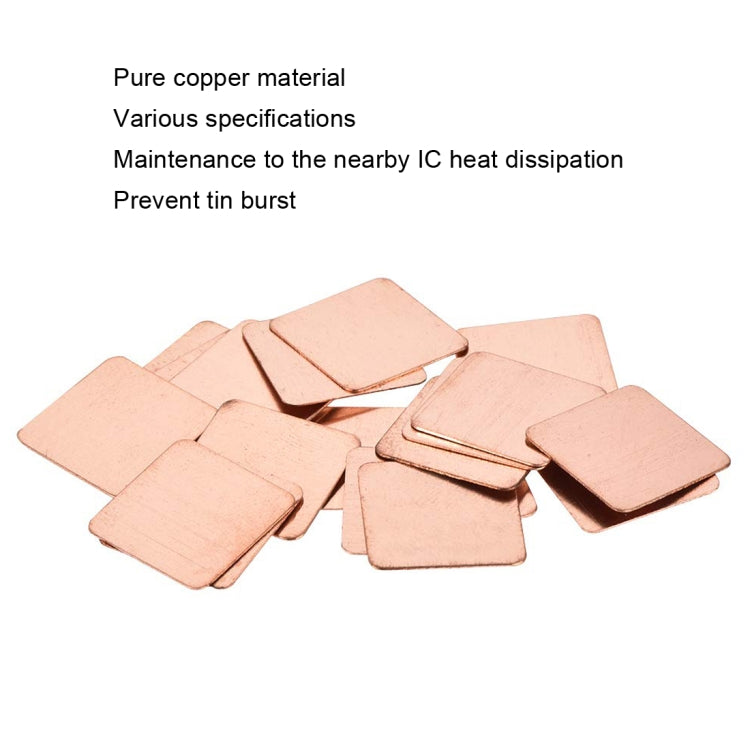 20pcs Laptop Cooling Copper Heat Sink Thermal Conductive Tabs Cell Phone Computer Graphics Card Heat Sinks 15x15x0.8mm - Others by buy2fix | Online Shopping UK | buy2fix