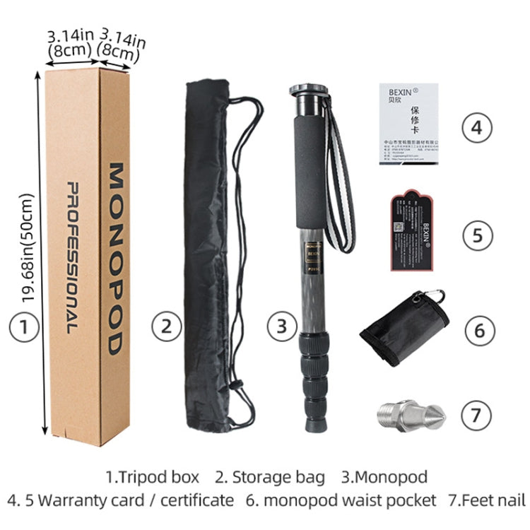 BEXIN P285C Carbon Fiber DSLR Camera Monopod Mountaineering Stick Photography Selfie Holder - Monopods by BEXIN | Online Shopping UK | buy2fix