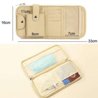 Car Sun Visor Multifunctional Storage Bag Glasses ID Holder(Beige) - Sunglasses & Glasses Clips by buy2fix | Online Shopping UK | buy2fix