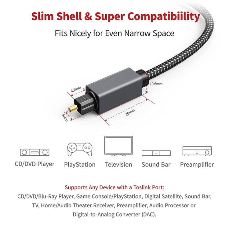 15m Digital Optical Audio Output/Input Cable Compatible With SPDIF5.1/7.1 OD5.0MM(Gray) - Audio Optical Cables by buy2fix | Online Shopping UK | buy2fix