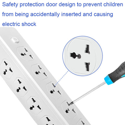 D15 2m 3000W 10 Plugs + PD + 3-USB Ports Vertical Socket With Switch, Specification: EU Plug - Extension Socket by buy2fix | Online Shopping UK | buy2fix