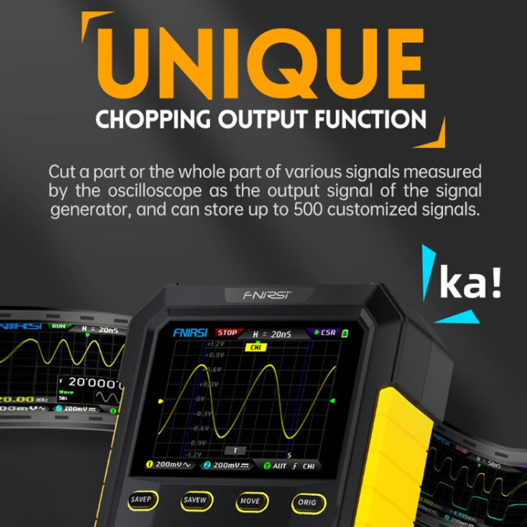 FNIRSI 2 In 1 Small Handheld Fluorescence Digital Dual-Channel Oscilloscope, US Plug(Yellow) - Other Tester Tool by FNIRSI | Online Shopping UK | buy2fix