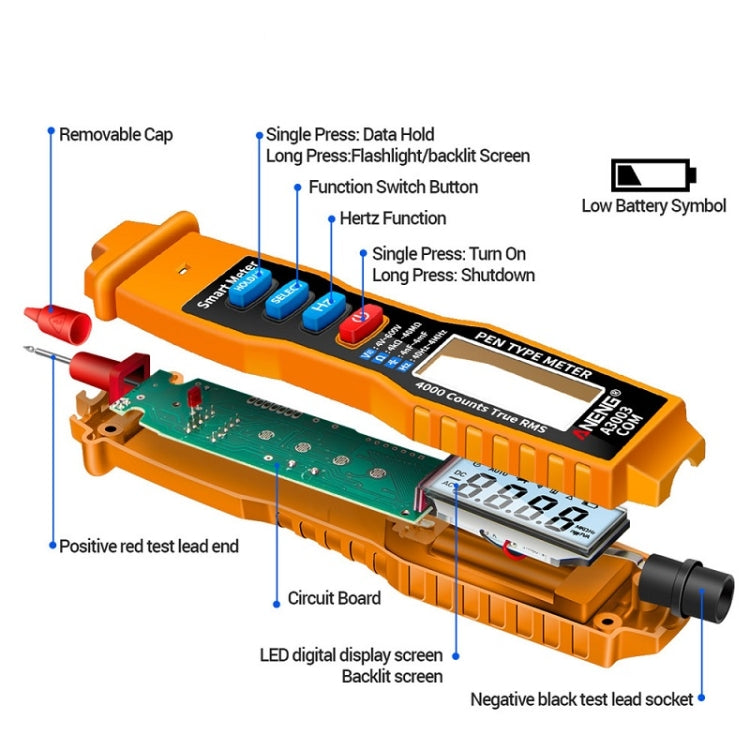 ANENG A3003 Multi-Function Pen-Type High-Precision Smart Multimeter(Black) - Consumer Electronics by ANENG | Online Shopping UK | buy2fix