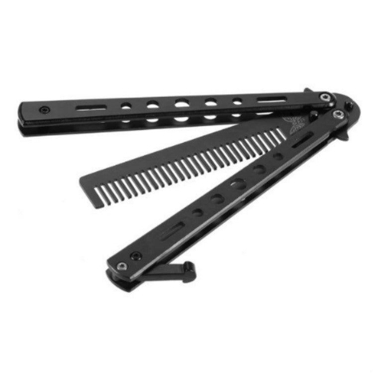 Salon Stainless Steel Practice Comb Practice Knife (Uncut) Butterfly Comb(Black) - Hair Trimmer by buy2fix | Online Shopping UK | buy2fix