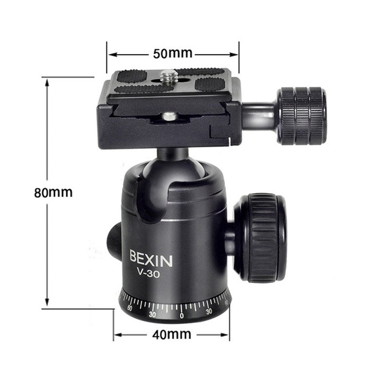 BEXIN 360 Degree Rotation Aluminum Alloy Tripod 30mm Ball Head with Quick Release Plate - Camera Accessories by BEXIN | Online Shopping UK | buy2fix