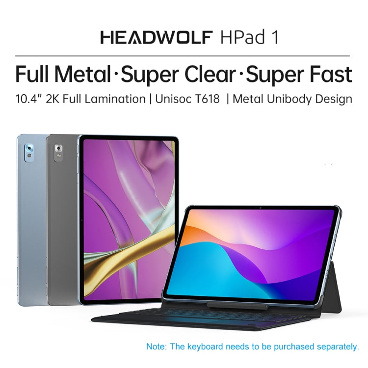 HEADWOLF Hpad1 4G LTE, 10.4 inch, 8GB+128GB, Android 11 Unisoc T618 Octa Core up to 2.0GHz, Support Dual SIM & WiFi & Bluetooth, Global Version with Google Play, US Plug(Blue) - Other by HEADWOLF | Online Shopping UK | buy2fix