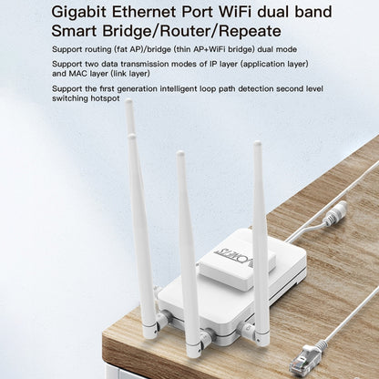 VONETS VAR1200-H 1200Mbps Wireless Bridge External Antenna Dual-Band WiFi Repeater, With 4 Antennas + DC Adapter Set - Wireless Routers by VONETS | Online Shopping UK | buy2fix