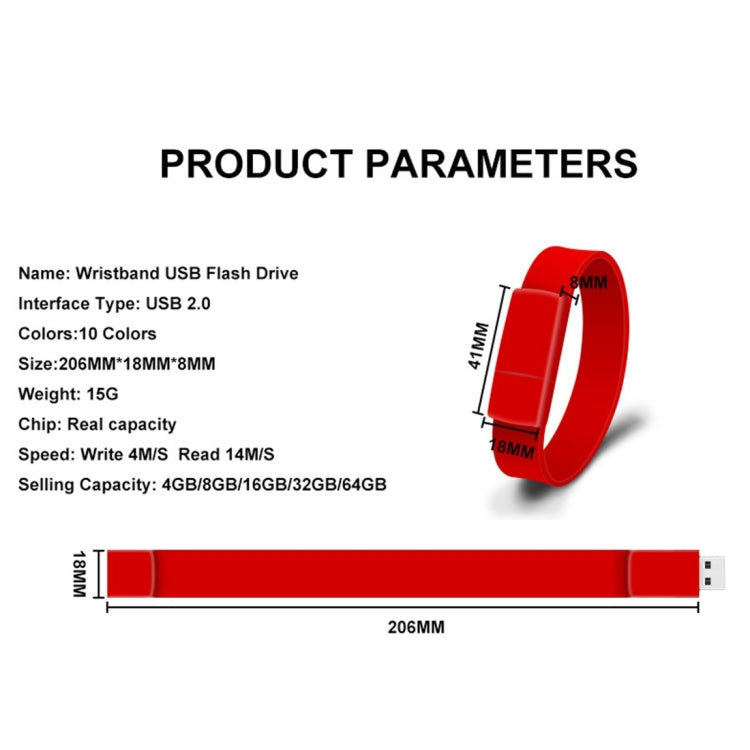 MicroDrive 32GB USB 2.0 Fashion Bracelet Wristband U Disk (Orange) - USB Flash Drives by MicroDrive | Online Shopping UK | buy2fix