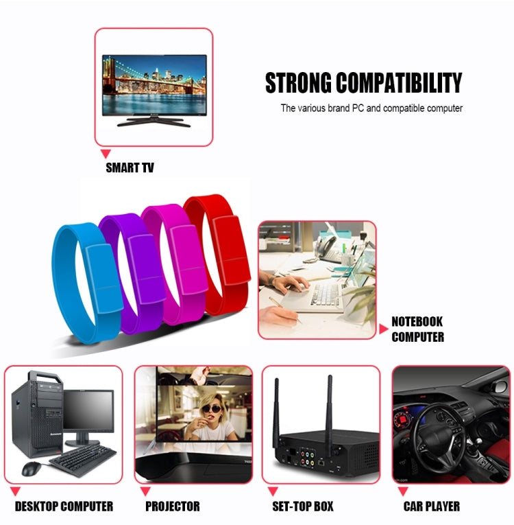 MicroDrive 32GB USB 2.0 Fashion Bracelet Wristband U Disk (Red) - Computer & Networking by MicroDrive | Online Shopping UK | buy2fix