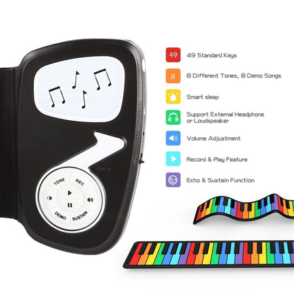 49-key Hand Roll Silicone Children Electronic Piano - Keyboard Instruments by buy2fix | Online Shopping UK | buy2fix